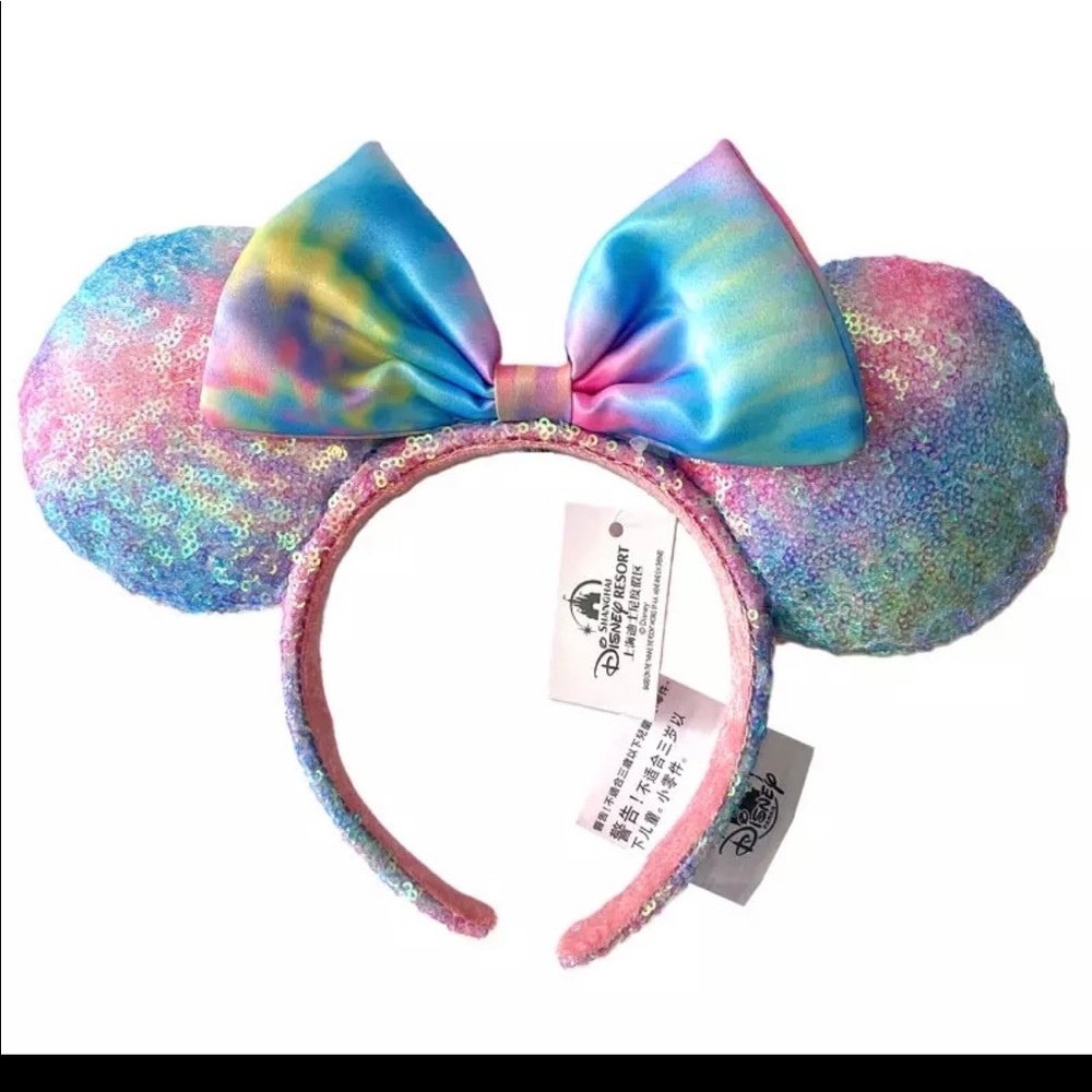 2 MINNIE MOUSE EAR HEADBAND PASTEL NEON RAINBOW